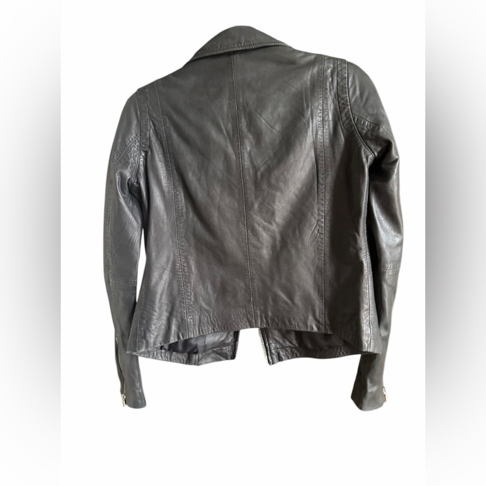 Madewell Washed Leather Black Motorcycle Biker Jacket Size XS NWOT Never Worn - Picture 10 of 14